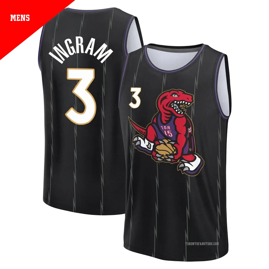 Men's Toronto Raptors Brandon Ingram ＃3 2024/25 Black Fast Break City Edition Jersey