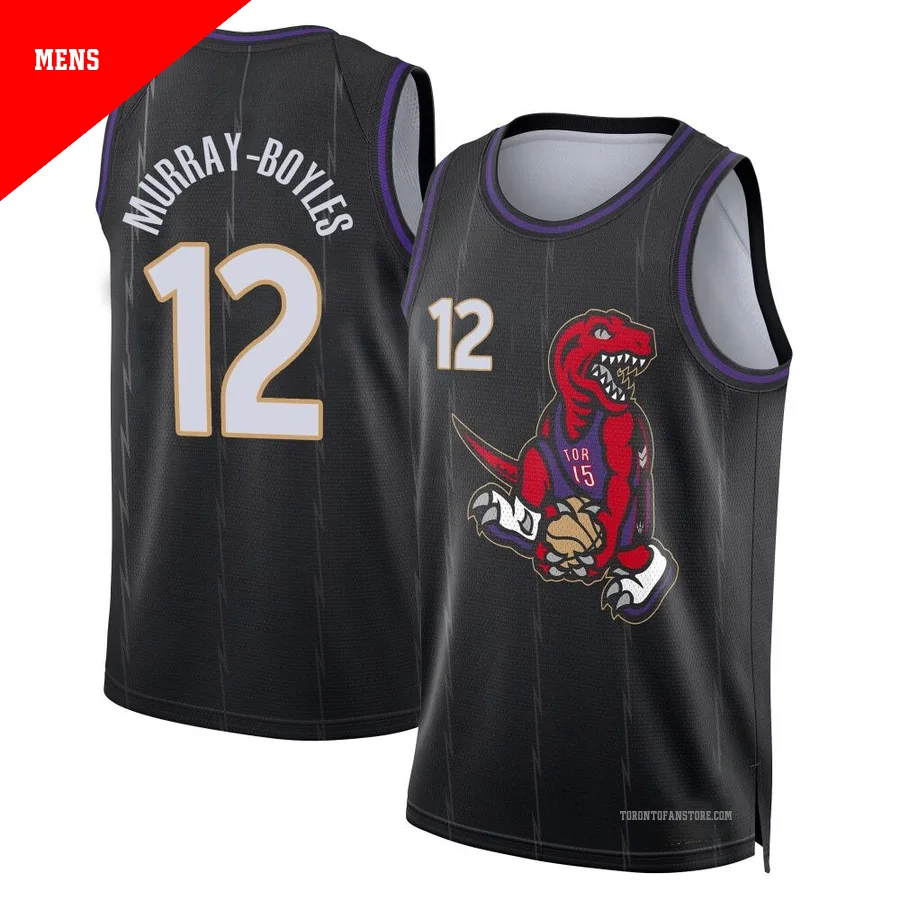 Men's Toronto Raptors Collin Murray-Boyles ＃12 2024/25 Swingman Black City Edition Jersey