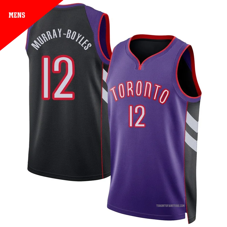 Men's Toronto Raptors Collin Murray-Boyles ＃12 2024/25 Swingman Purple Classic Edition Jersey