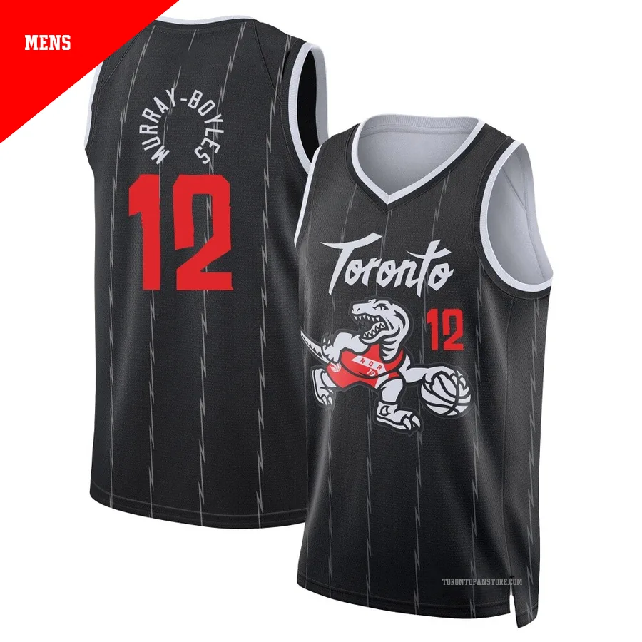 Men's Toronto Raptors Collin Murray-Boyles ＃12 2025/26 Swingman Black City Edition Jersey