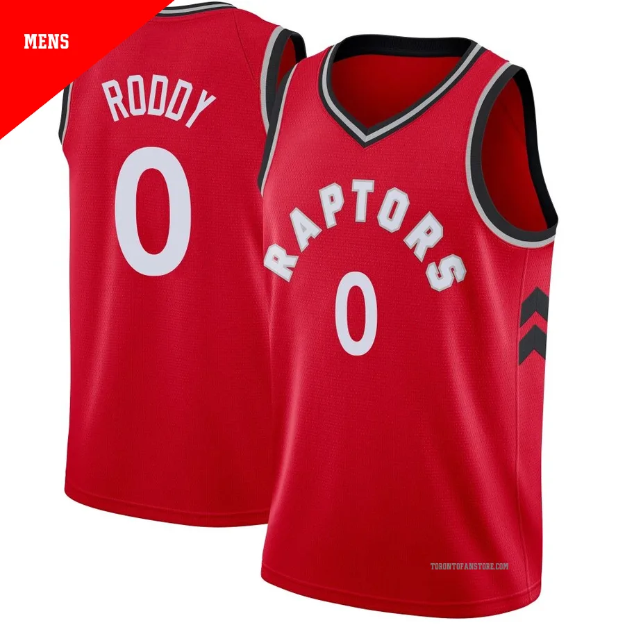 Men's Toronto Raptors David Roddy ＃0 Red Swingman Jersey - Icon Edition