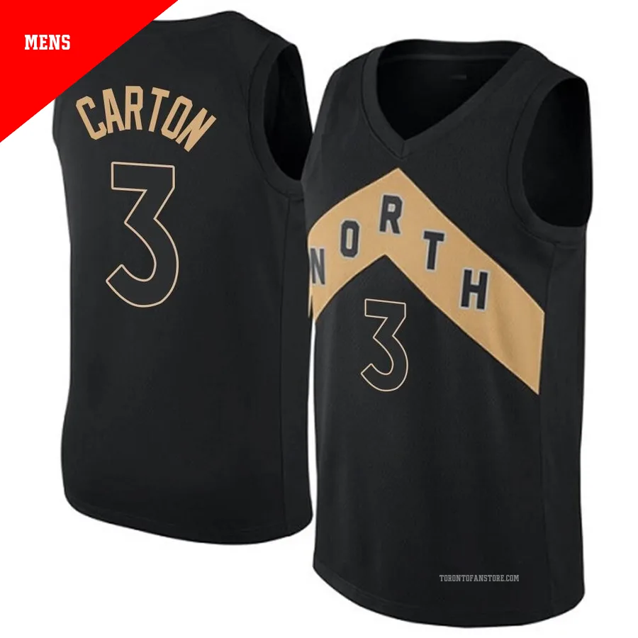 Men's Toronto Raptors D.J. Carton ＃3 Black Swingman Jersey - City Edition