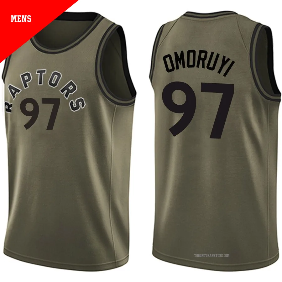 Men's Toronto Raptors Eugene Omoruyi ＃97 Green Swingman Salute to Service Jersey