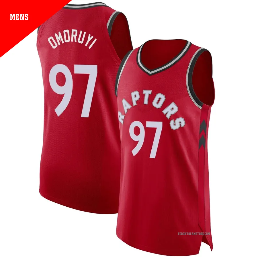 Men's Toronto Raptors Eugene Omoruyi ＃97 Red Authentic Jersey - Icon Edition