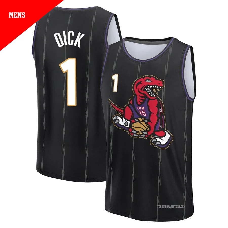 Men's Toronto Raptors Gradey Dick ＃1 2024/25 Black Fast Break City Edition Jersey