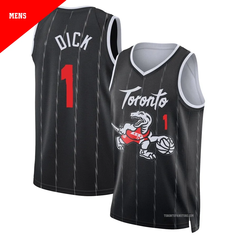 Men's Toronto Raptors Gradey Dick ＃1 2025/26 Swingman Black City Edition Jersey