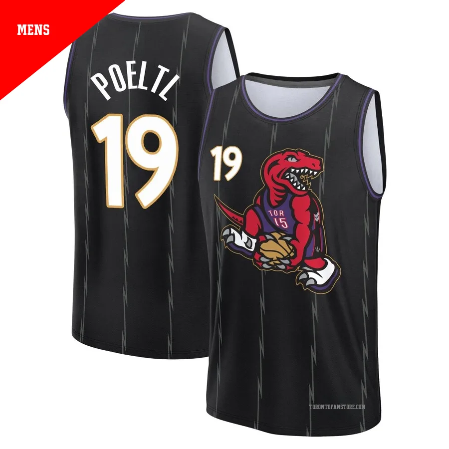 Men's Toronto Raptors Jakob Poeltl ＃19 2024/25 Black Fast Break City Edition Jersey