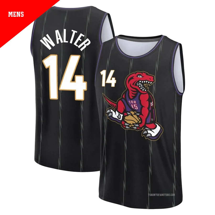 Men's Toronto Raptors Ja'Kobe Walter ＃14 2024/25 Black Fast Break City Edition Jersey