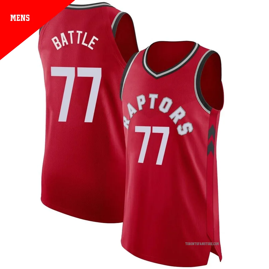 Men's Toronto Raptors Jamison Battle ＃77 Red Authentic Jersey - Icon Edition