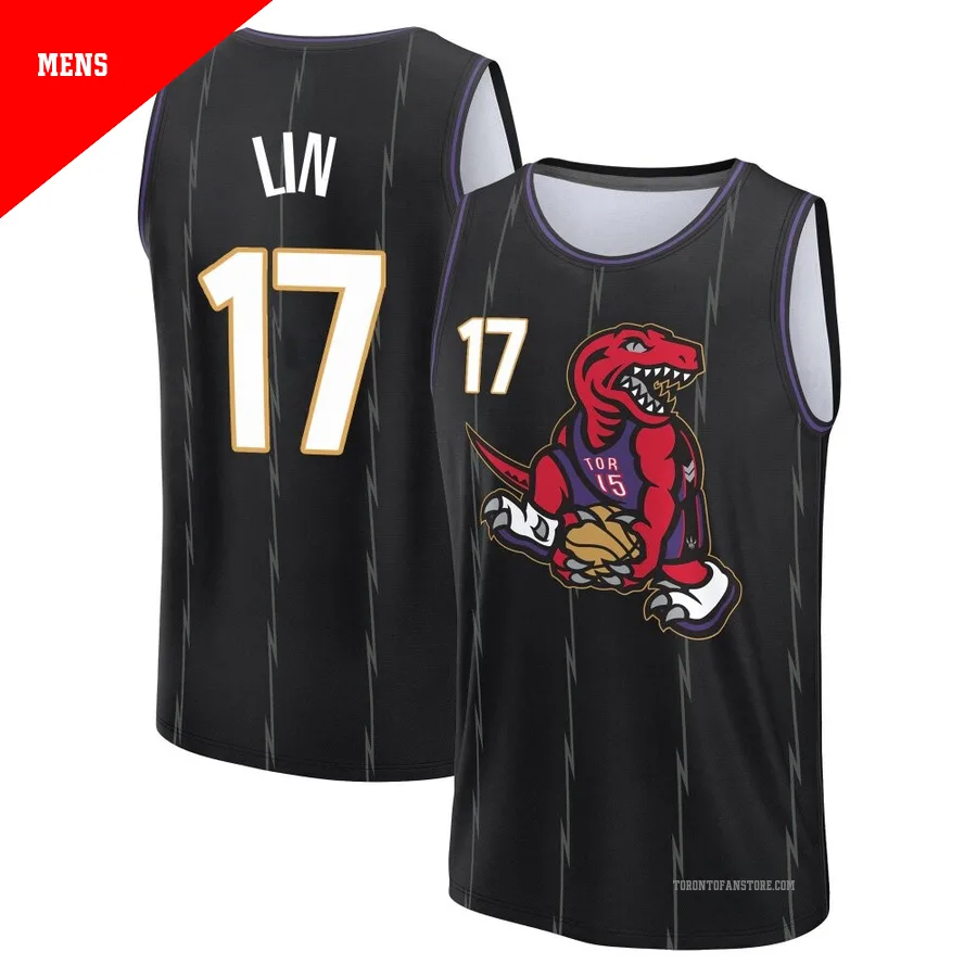 Men's Toronto Raptors Jeremy Lin ＃17 2024/25 Black Fast Break City Edition Jersey