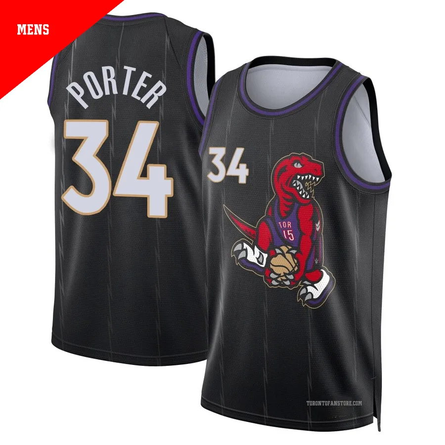 Men's Toronto Raptors Jontay Porter ＃34 2024/25 Swingman Black City Edition Jersey