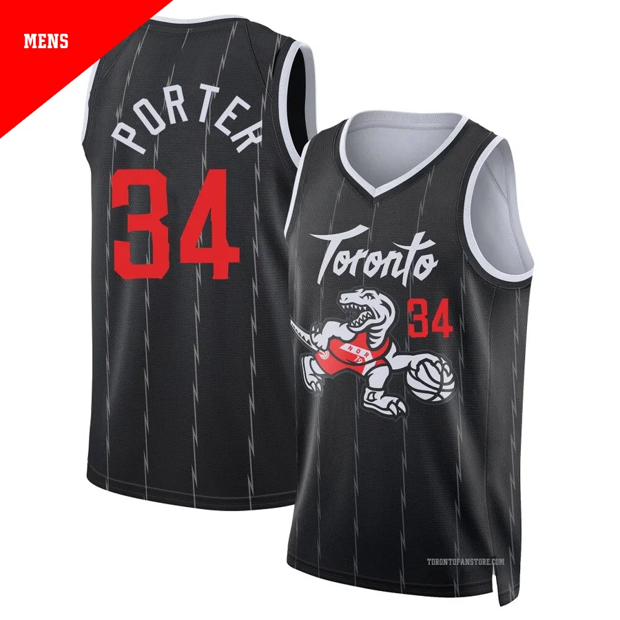 Men's Toronto Raptors Jontay Porter ＃34 2025/26 Swingman Black City Edition Jersey
