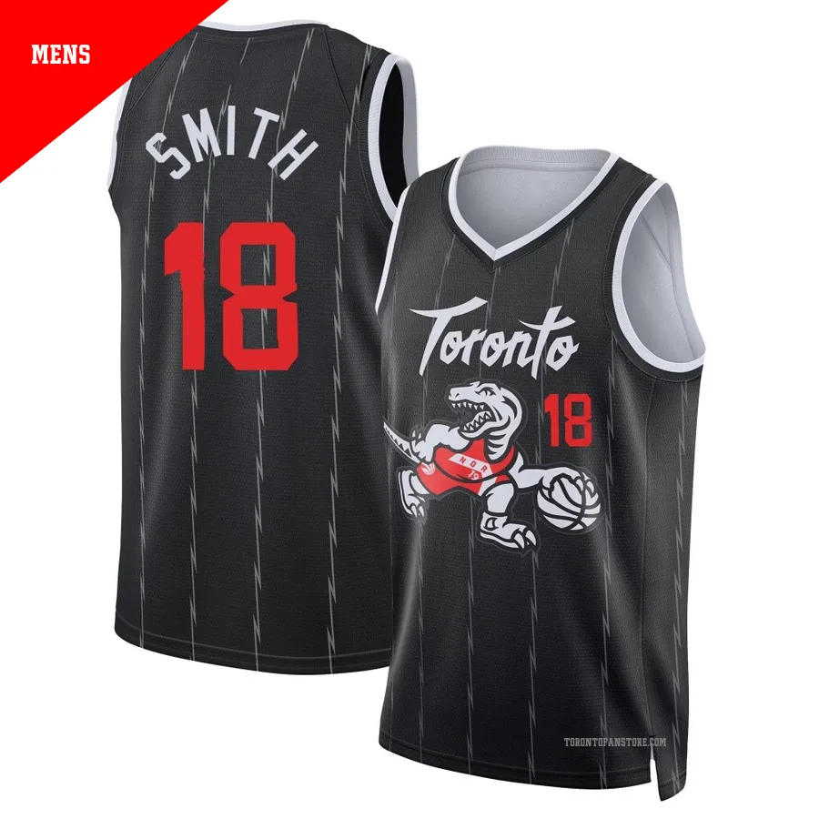Men's Toronto Raptors Malachi Smith ＃18 2025/26 Swingman Black City Edition Jersey