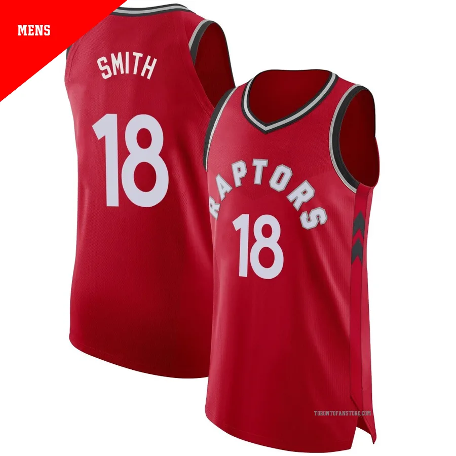 Men's Toronto Raptors Malachi Smith ＃18 Red Authentic Jersey - Icon Edition