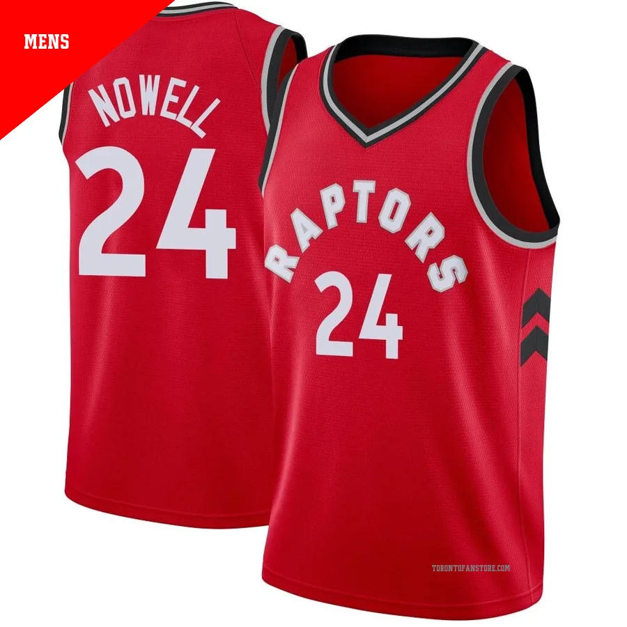 Men's Toronto Raptors Markquis Nowell ＃24 Red Swingman Jersey - Icon Edition