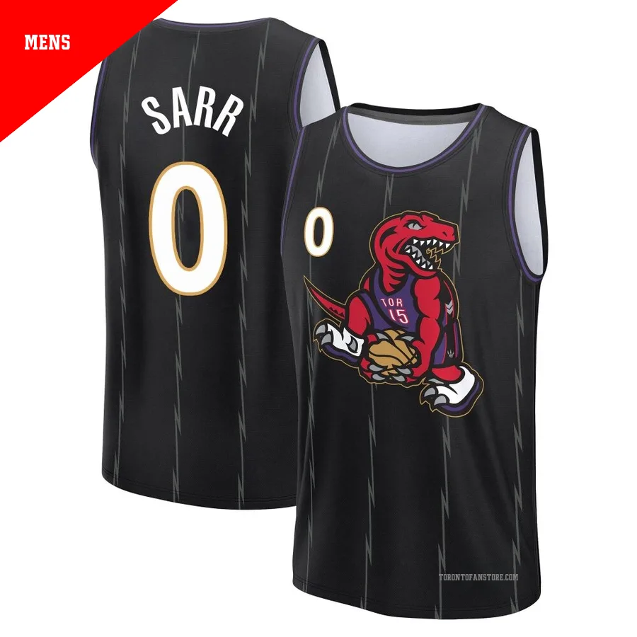 Men's Toronto Raptors Olivier Sarr ＃0 2024/25 Black Fast Break City Edition Jersey