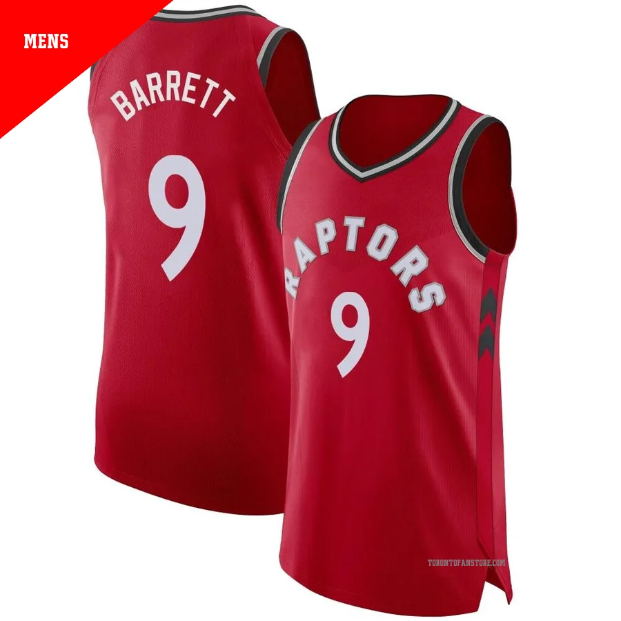 Men's Toronto Raptors RJ Barrett ＃9 Red Authentic Jersey - Icon Edition