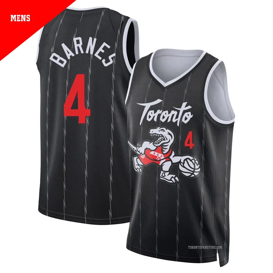 Men's Toronto Raptors Scottie Barnes ＃4 2025/26 Swingman Black City Edition Jersey