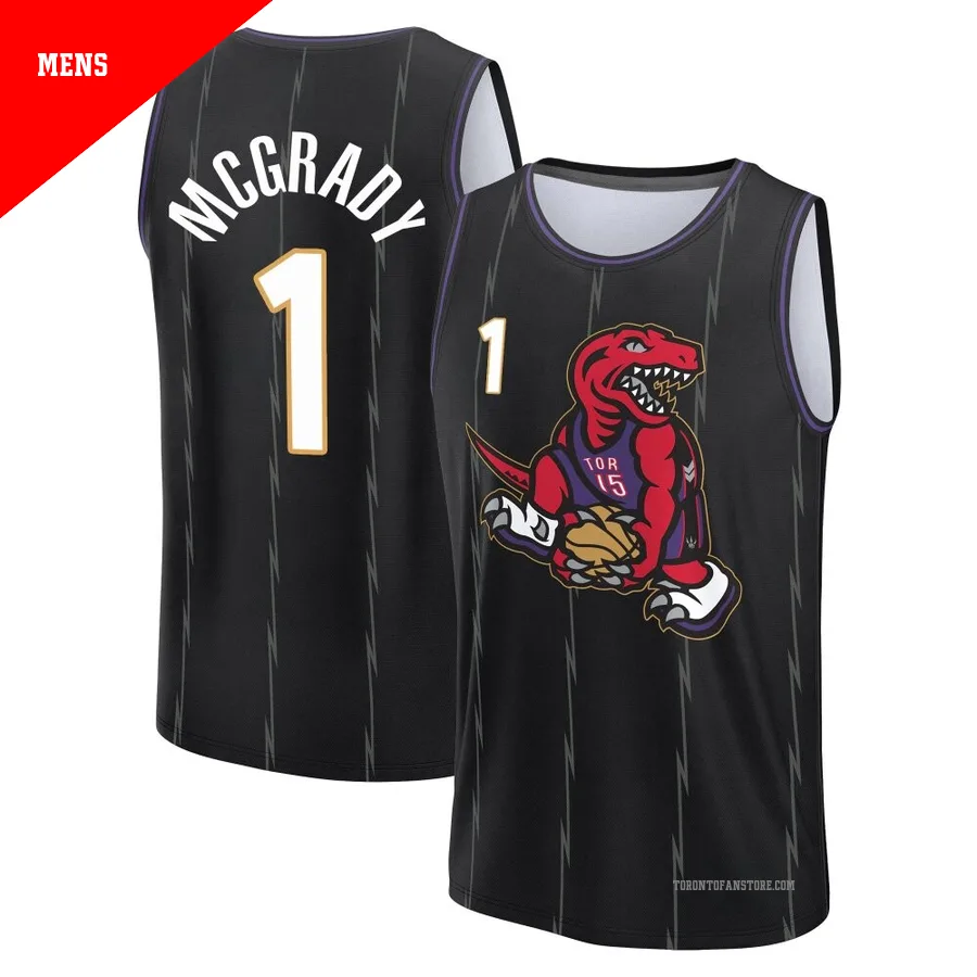 Men's Toronto Raptors Tracy McGrady ＃1 2024/25 Black Fast Break City Edition Jersey