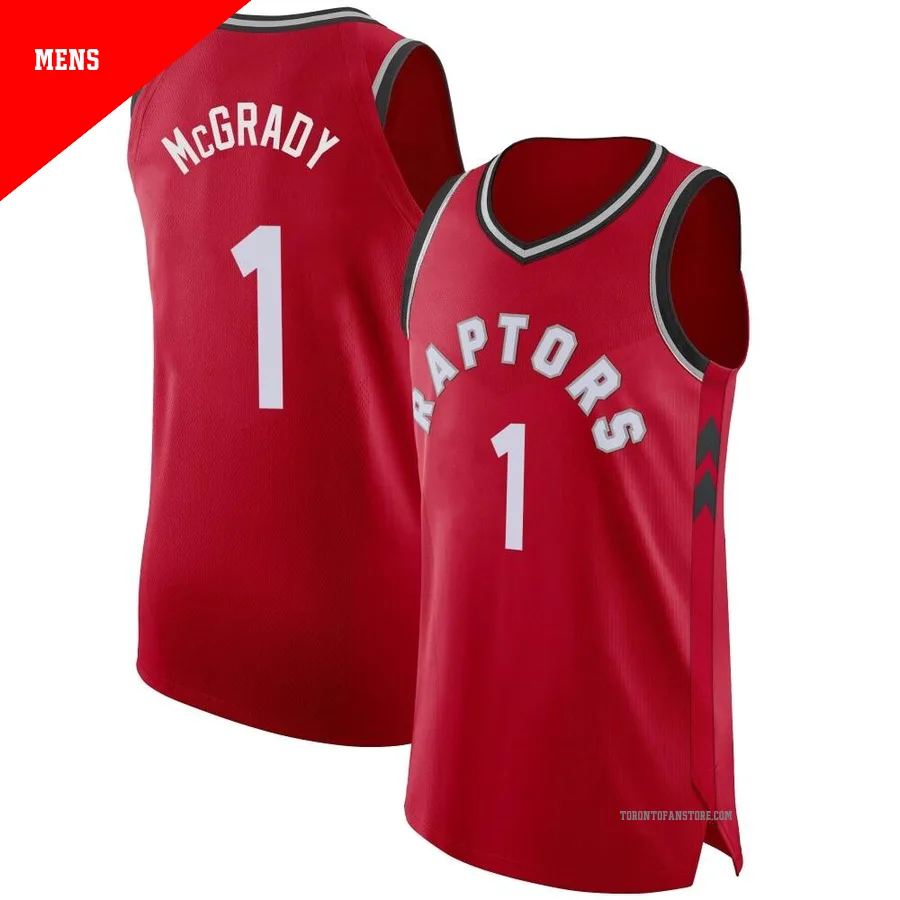 Men's Toronto Raptors Tracy McGrady ＃1 Red Authentic Jersey - Icon Edition