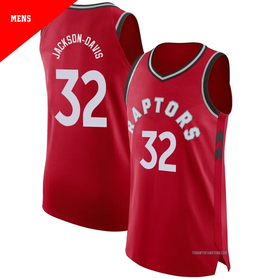 Men's Toronto Raptors Trayce Jackson-Davis ＃32 Red Authentic Jersey - Icon Edition