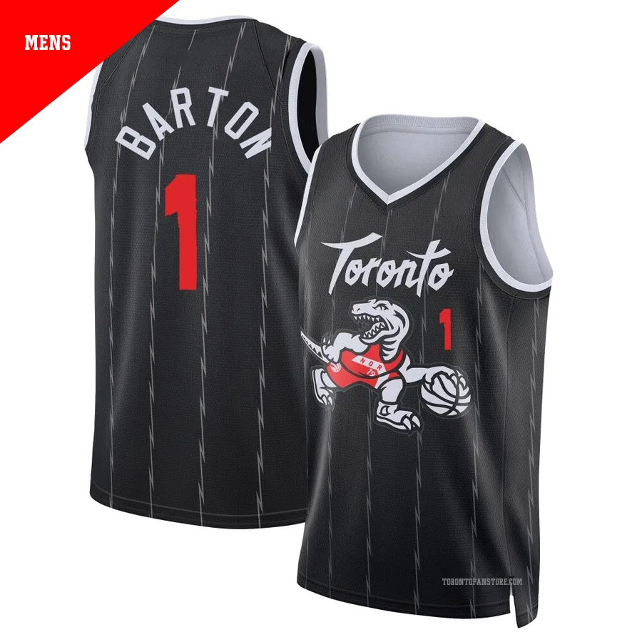 Men's Toronto Raptors Will Barton ＃1 2025/26 Swingman Black City Edition Jersey