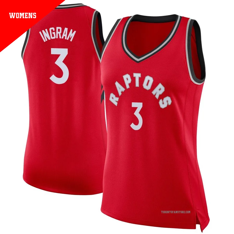 Women's Toronto Raptors Brandon Ingram ＃3 Red Swingman Jersey - Icon Edition