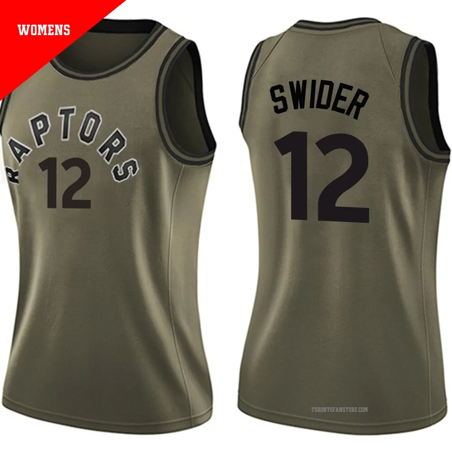 Women's Toronto Raptors Cole Swider ＃12 Green Swingman Salute to Service Jersey