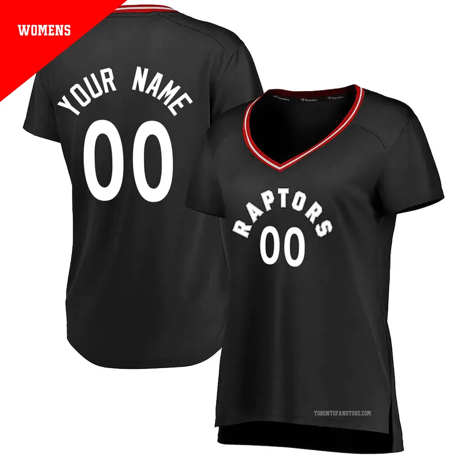 Women's Toronto Raptors Custom ＃00 Black Fast Break Jersey - Iconic Edition