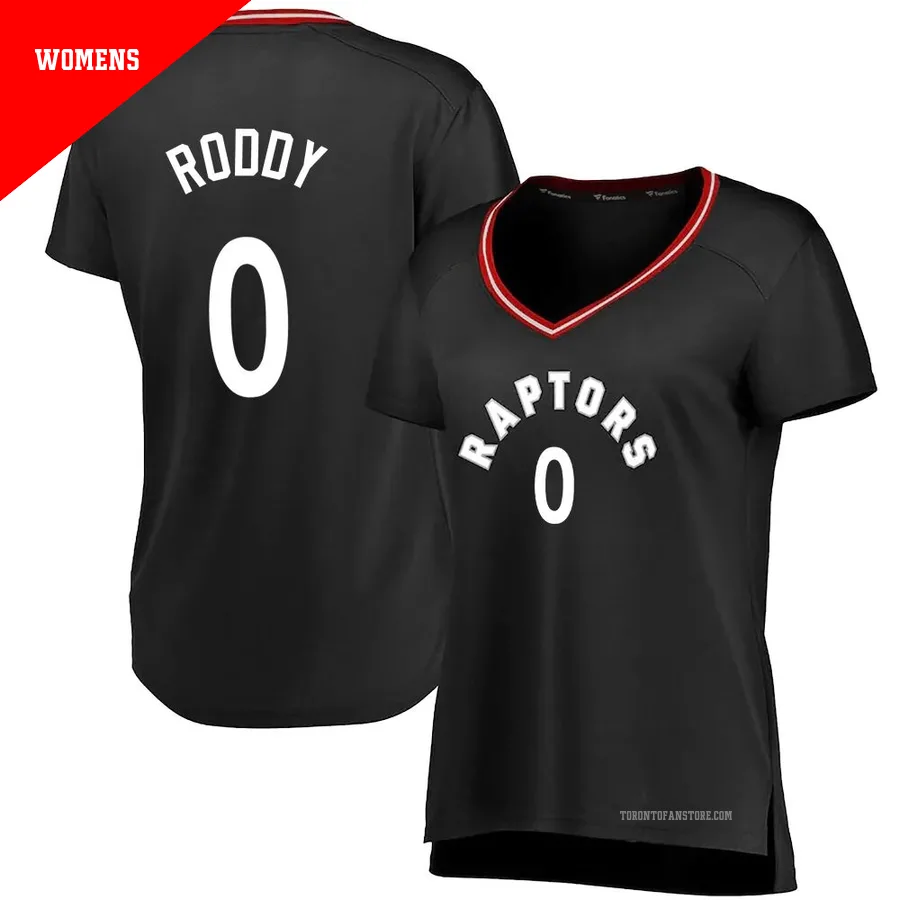 Women's Toronto Raptors David Roddy ＃0 Black Fast Break Jersey - Iconic Edition
