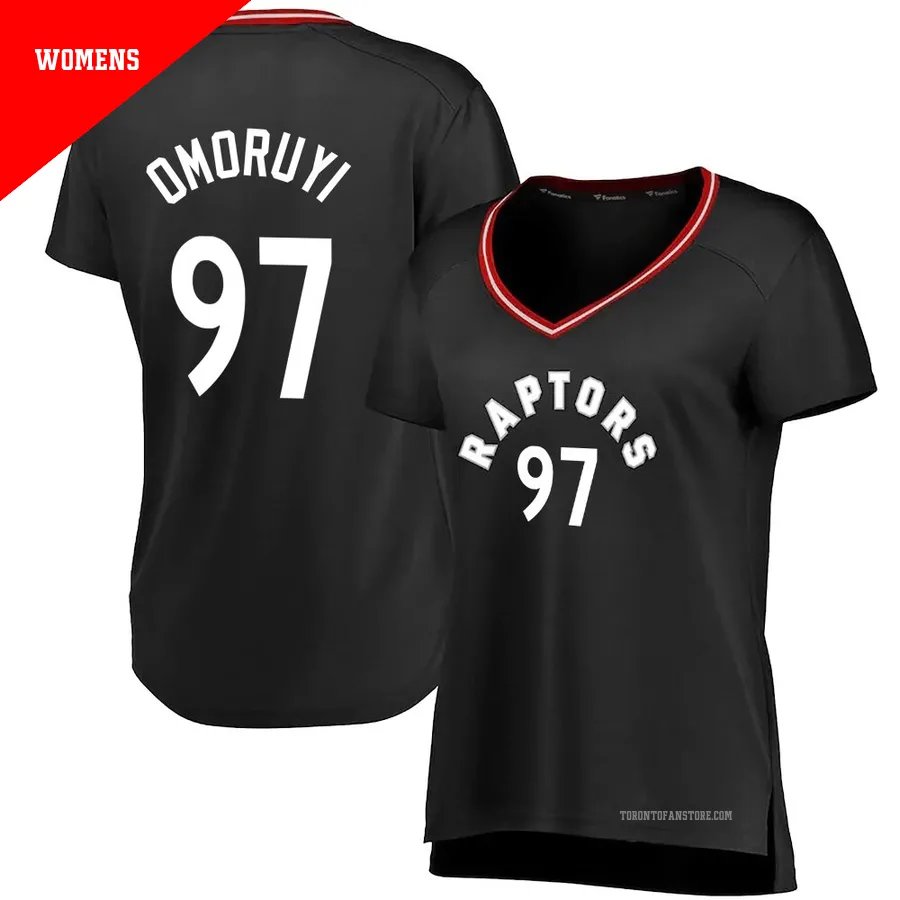 Women's Toronto Raptors Eugene Omoruyi ＃97 Black Fast Break Jersey - Iconic Edition
