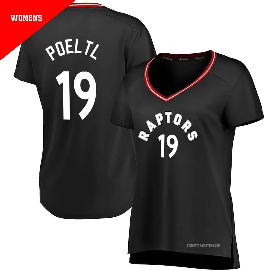 Women's Toronto Raptors Jakob Poeltl ＃19 Black Fast Break Jersey - Iconic Edition