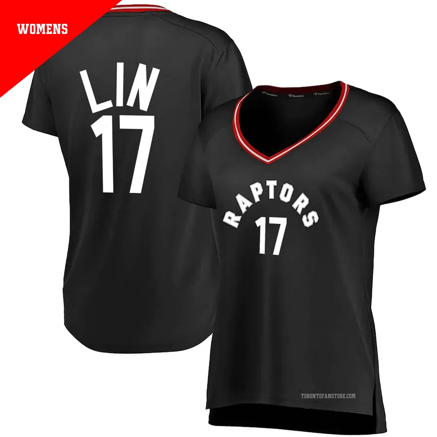 Women's Toronto Raptors Jeremy Lin ＃17 Black Fast Break Jersey - Iconic Edition