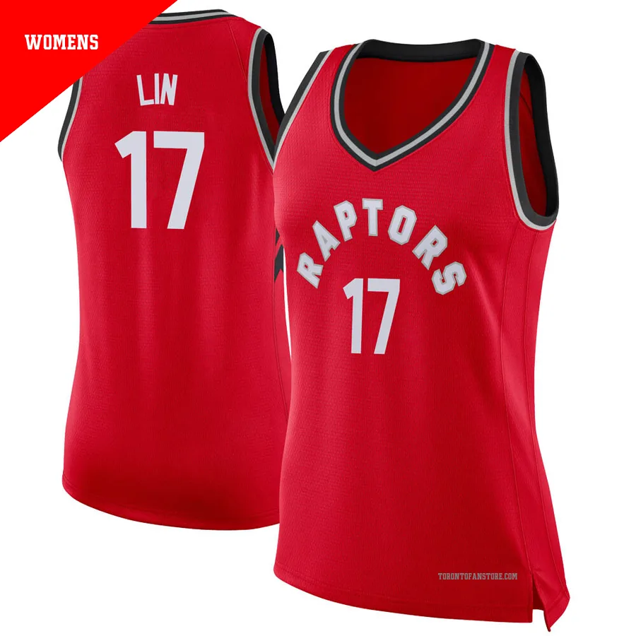 Women's Toronto Raptors Jeremy Lin ＃17 Red Swingman Jersey - Icon Edition