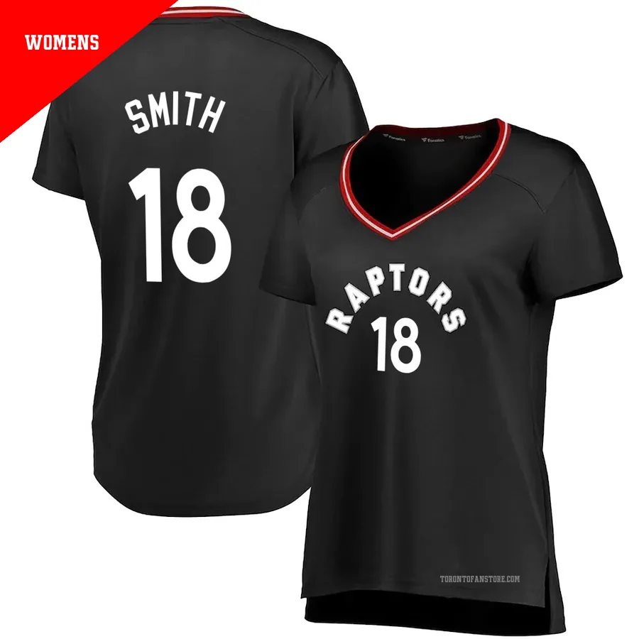 Women's Toronto Raptors Malachi Smith ＃18 Black Fast Break Jersey - Iconic Edition