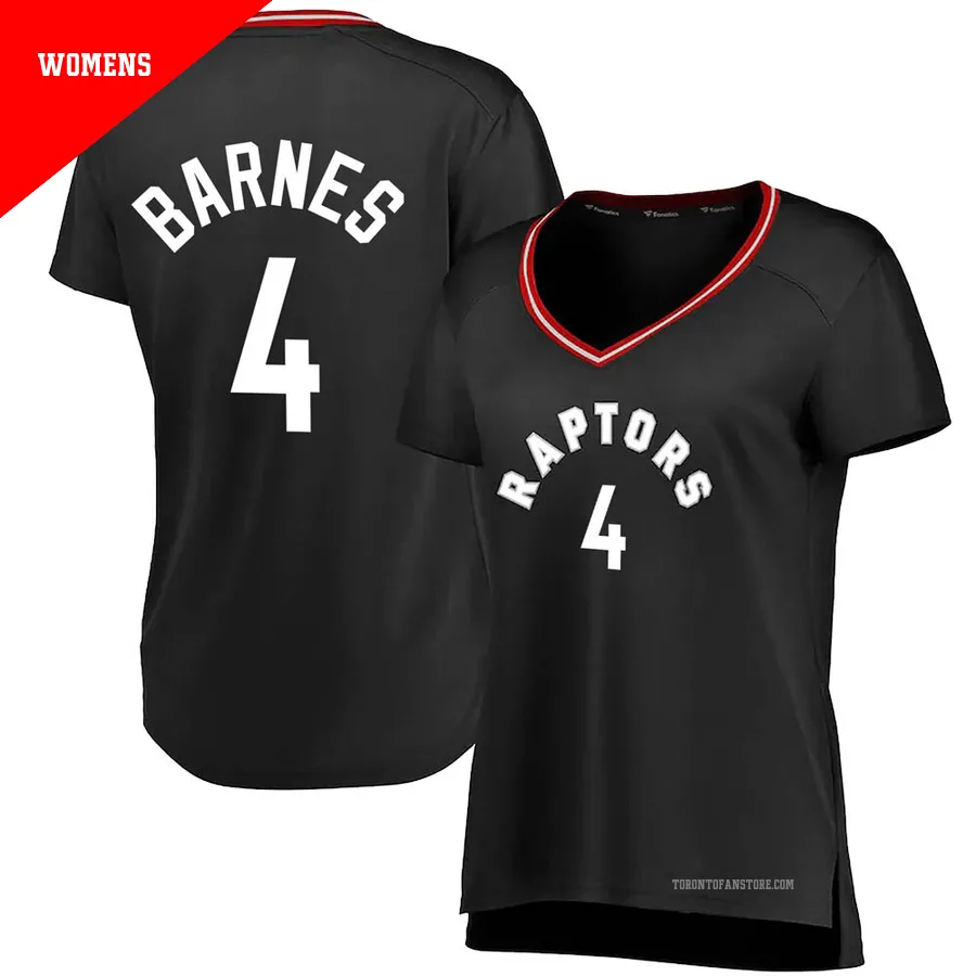 Women's Toronto Raptors Scottie Barnes ＃4 Black Fast Break Jersey - Iconic Edition
