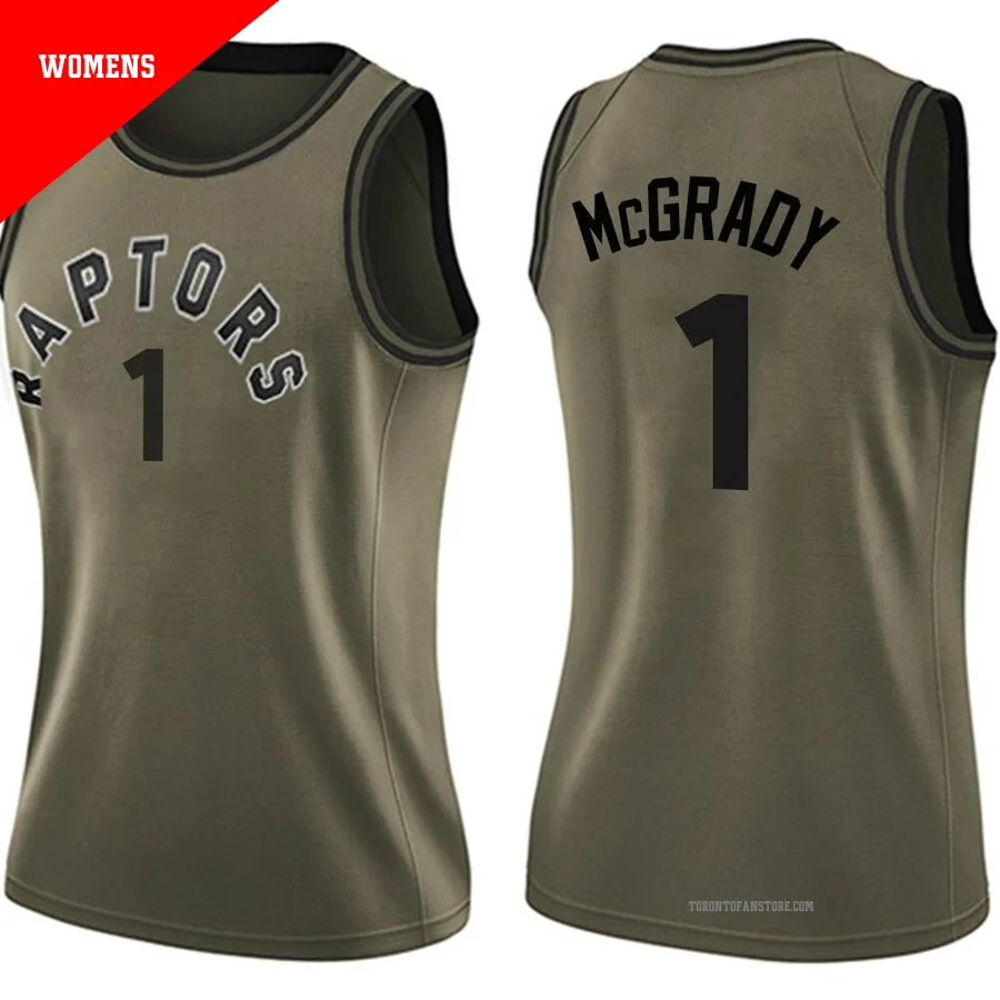 Women's Toronto Raptors Tracy McGrady ＃1 Green Swingman Salute to Service Jersey