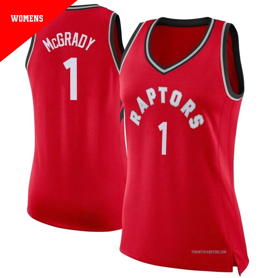 Women's Toronto Raptors Tracy McGrady ＃1 Red Swingman Jersey - Icon Edition