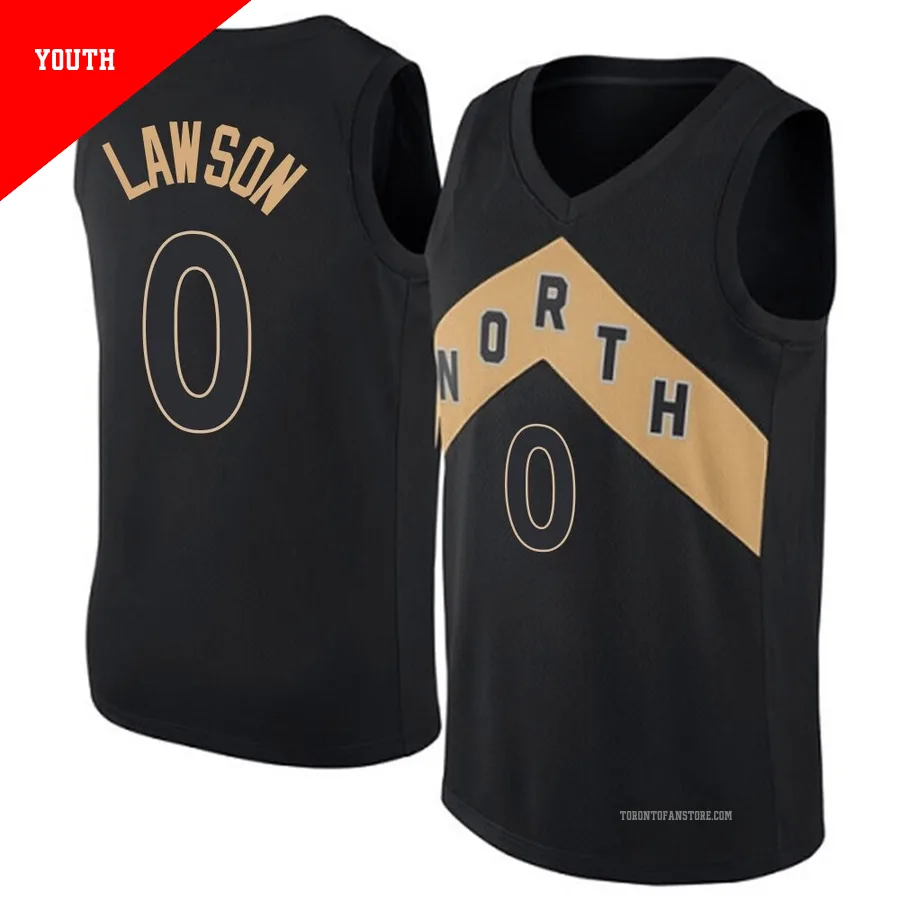 Youth Toronto Raptors A.J. Lawson ＃0 Black Swingman Jersey - City Edition