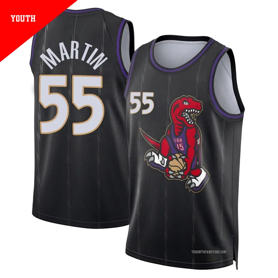 Youth Toronto Raptors Alijah Martin ＃55 2024/25 Swingman Black City Edition Jersey