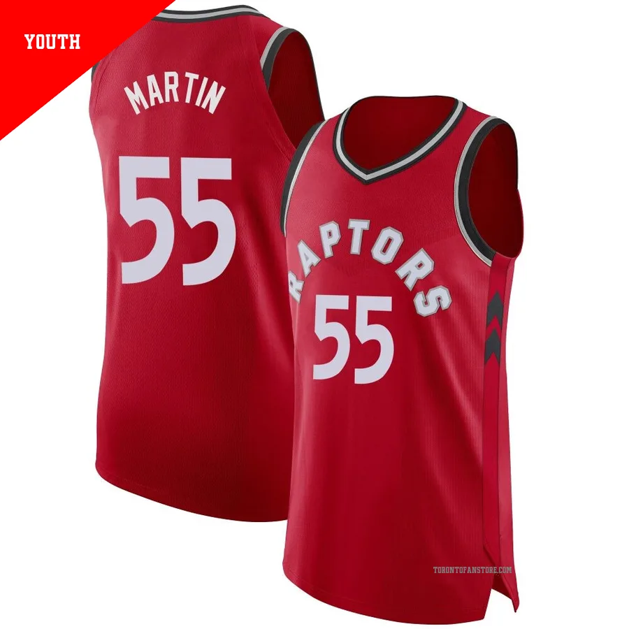 Youth Toronto Raptors Alijah Martin ＃55 Red Authentic Jersey - Icon Edition