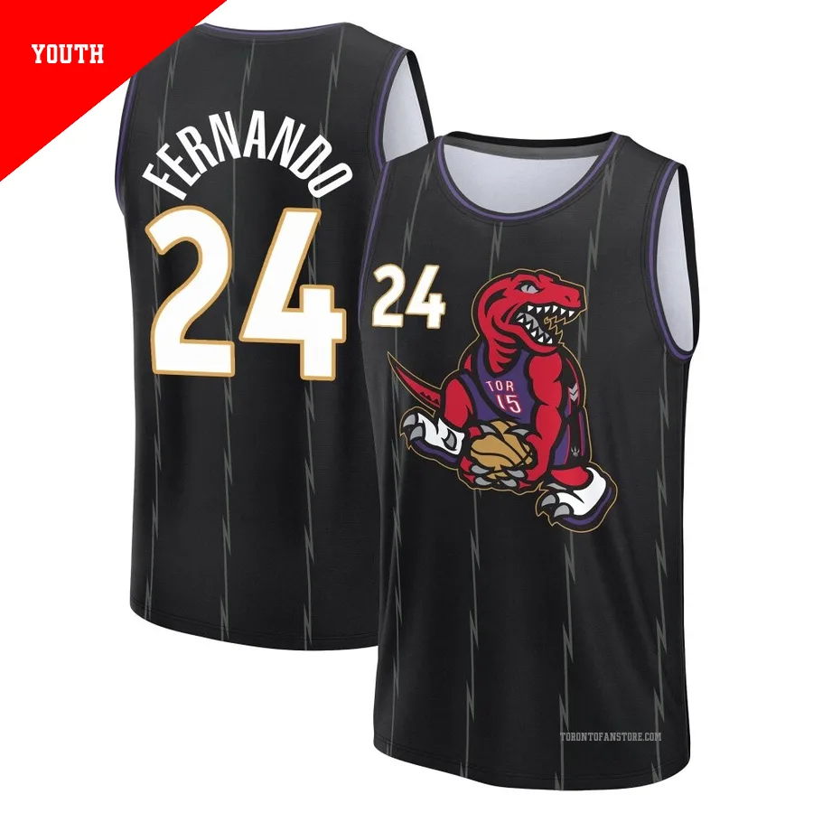 Youth Toronto Raptors Bruno Fernando ＃24 2024/25 Black Fast Break City Edition Jersey