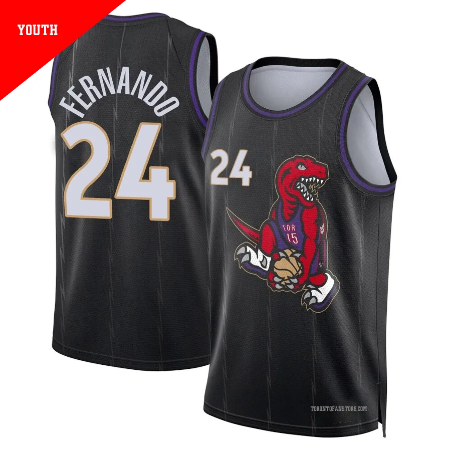 Youth Toronto Raptors Bruno Fernando ＃24 2024/25 Swingman Black City Edition Jersey