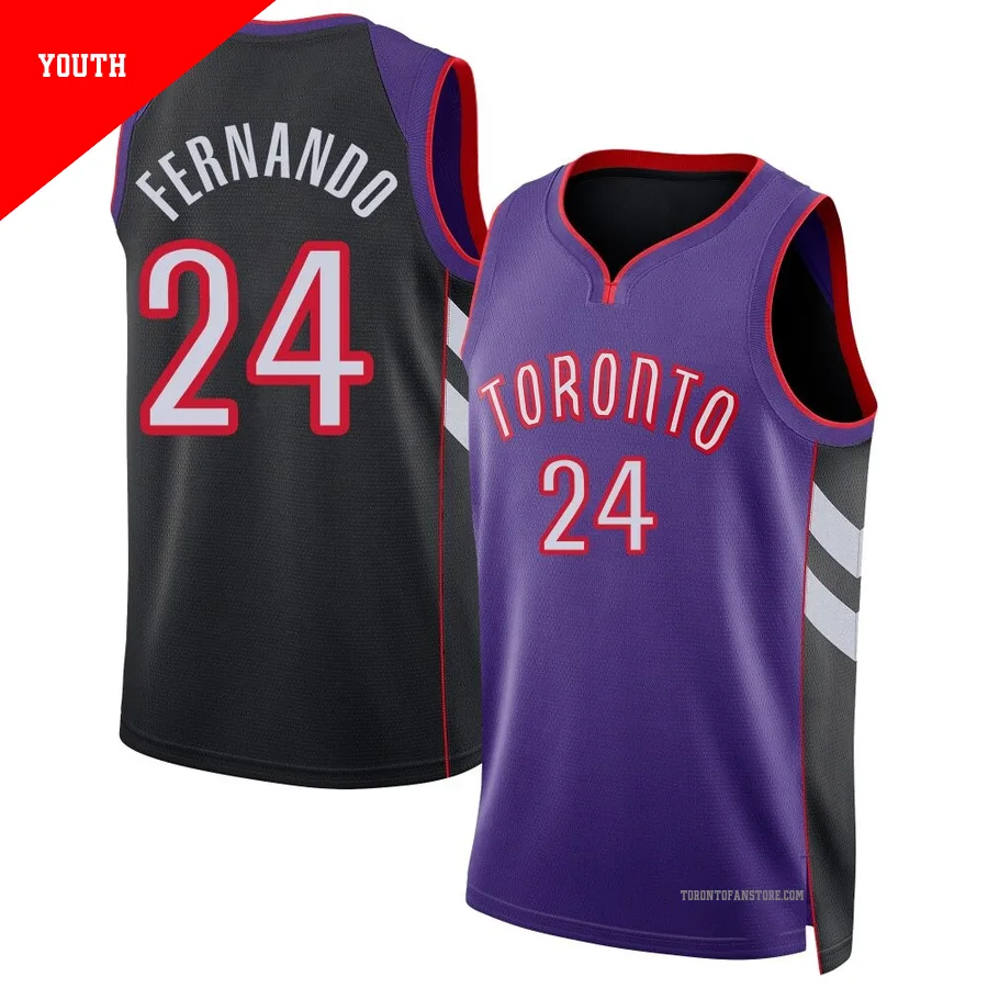Youth Toronto Raptors Bruno Fernando ＃24 2024/25 Swingman Purple Classic Edition Jersey