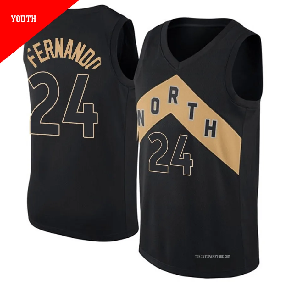 Youth Toronto Raptors Bruno Fernando ＃24 Black Swingman Jersey - City Edition