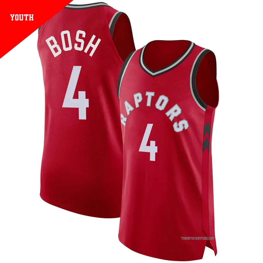 Youth Toronto Raptors Chris Bosh ＃4 Red Authentic Jersey - Icon Edition