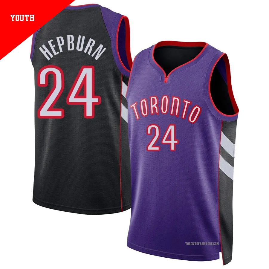 Youth Toronto Raptors Chucky Hepburn ＃24 2024/25 Swingman Purple Classic Edition Jersey