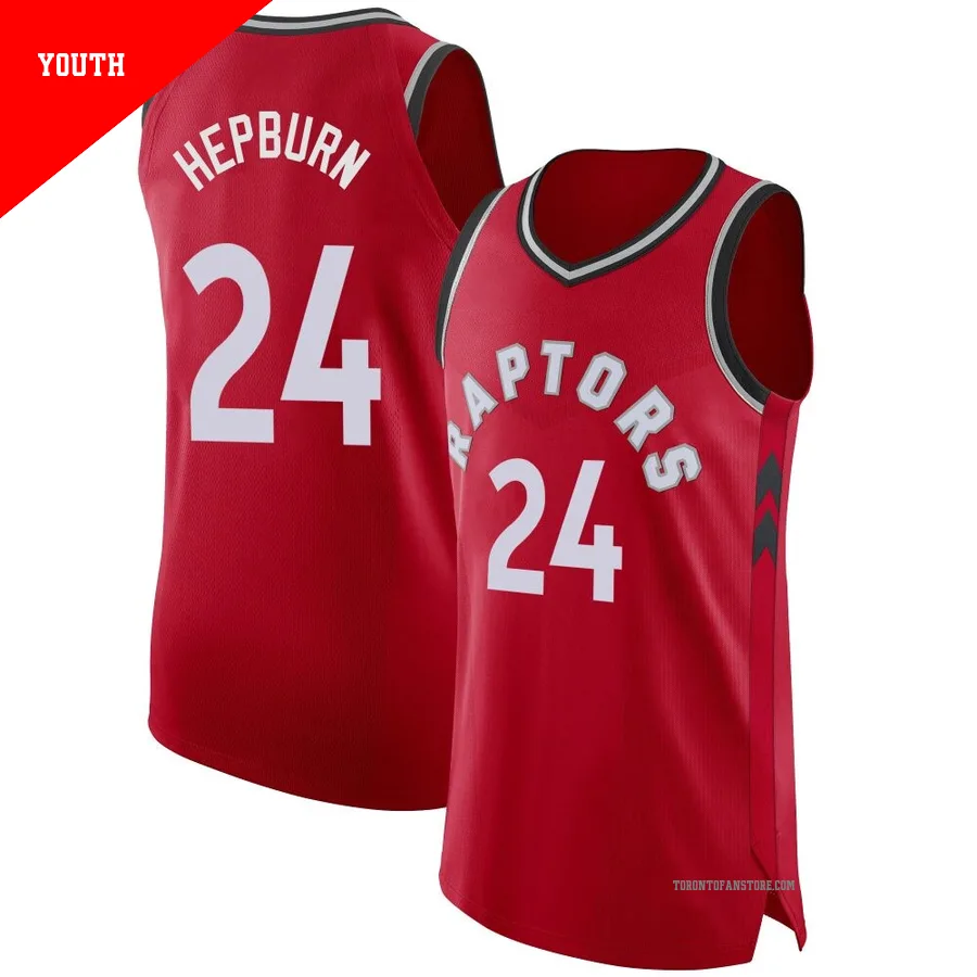 Youth Toronto Raptors Chucky Hepburn ＃24 Red Authentic Jersey - Icon Edition