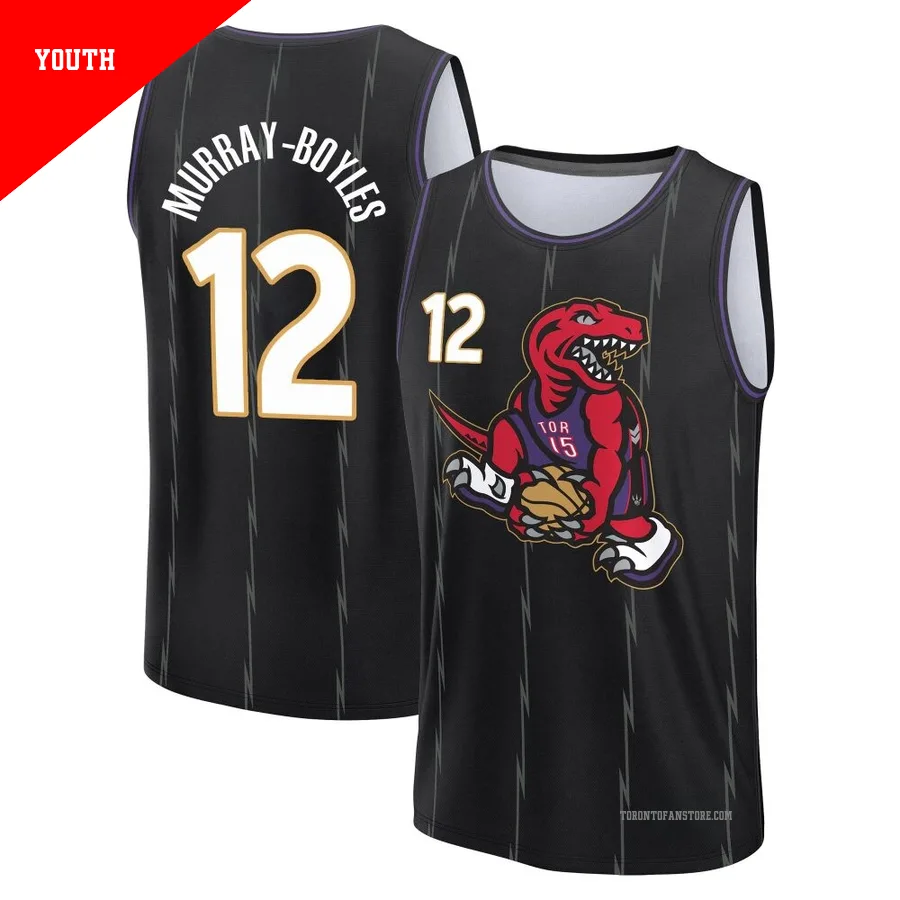 Youth Toronto Raptors Collin Murray-Boyles ＃12 2024/25 Black Fast Break City Edition Jersey