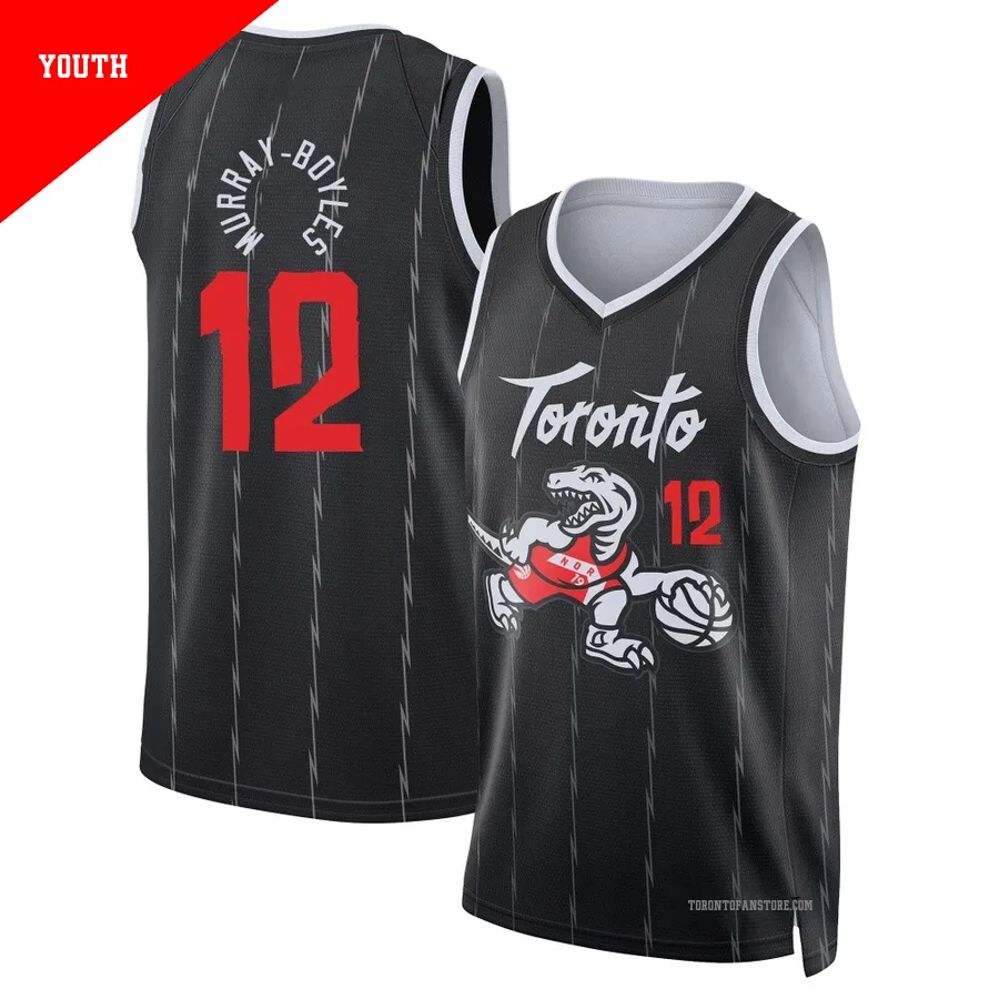 Youth Toronto Raptors Collin Murray-Boyles ＃12 2025/26 Swingman Black City Edition Jersey